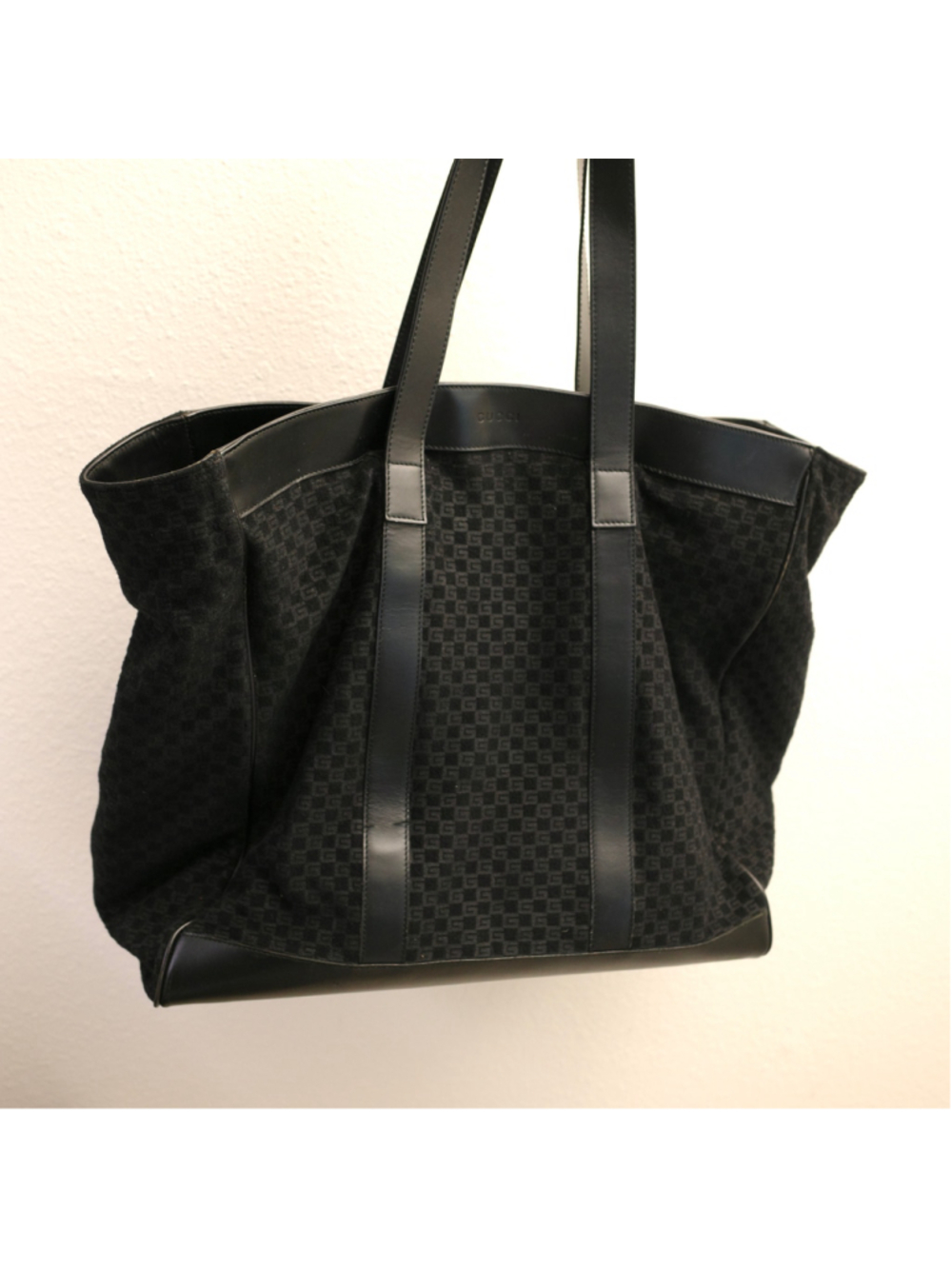 GUCCI Large Square GG Shopping Tote Black Felt